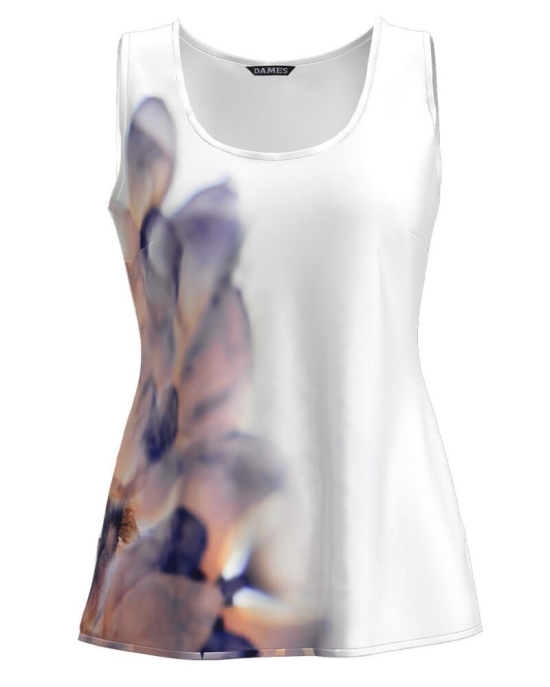 Top casual alb imprimat cu model abstract CMD1239