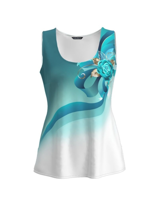 Top casual alb imprimat cu model floral CMD2812