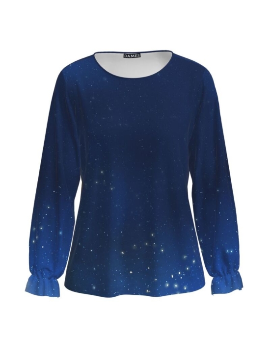 Bluza albastra cu maneca lunga imprimata digital CMD1569