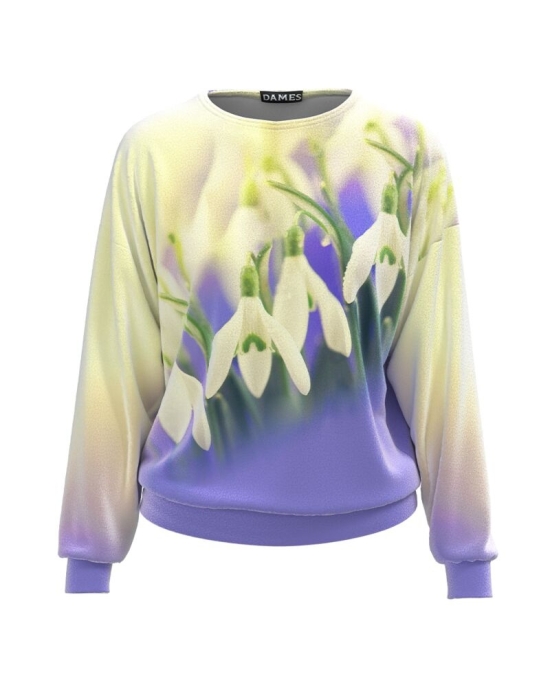 Bluza lila tip hanorac din catifea cu imprimeu Ghiocei CMD1996