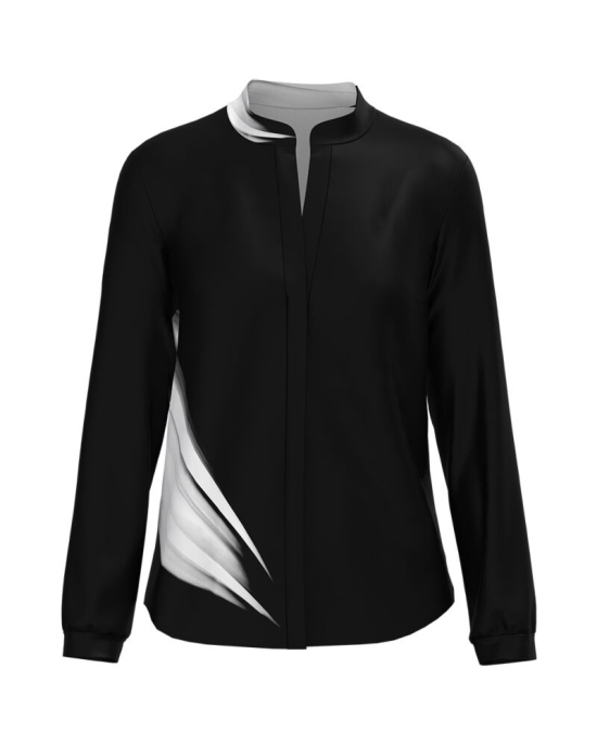 Camasa de dama neagra cu guler tunica imprimata grafic CMD4911
