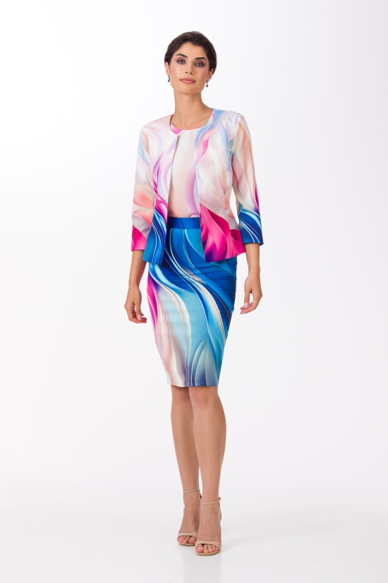 Fusta conica imprimata cu model multicolor SS24