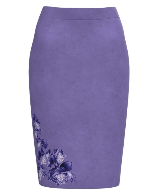Fusta conica violet imprimata cu model floral CMD1761