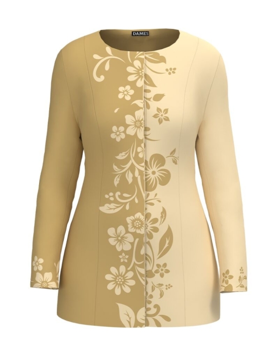Jacheta de dama de lungime medie imprimata cu model floral CMD2333