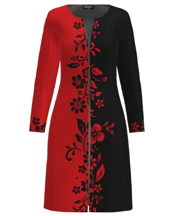 Jacheta de dama lunga imprimata cu model floral CMD2619