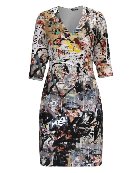 Rochie casual cu decolteu in V imprimata multicolor CMD4777