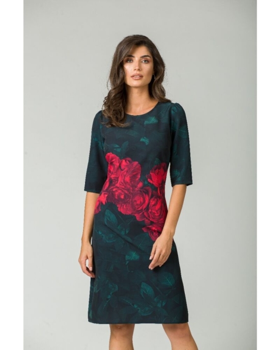 Rochie casual cu maneca imprimata digital trandafiri CMD167