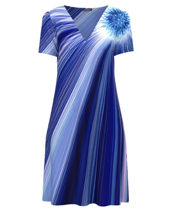 Rochie casual de vara imprimata in nuante de albastru CMD2801
