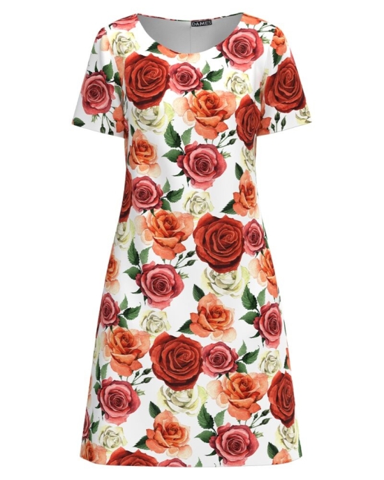 Rochie casual imprimata cu model Trandafiri CMD4212