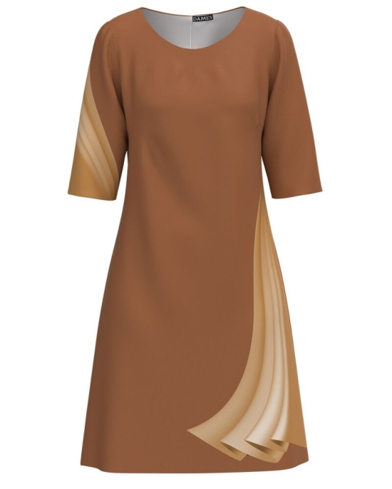 Rochie casual maro imprimata cu model in contrast CMD2972