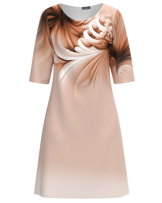 Rochie casual Peach Fuzz imprimata cu model abstract CMD5001