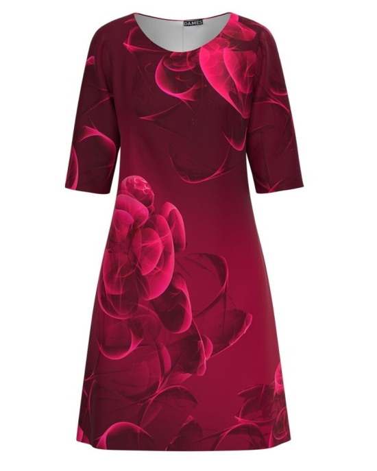Rochie casual Viva Magenta cu imprimeu floral abstract CMD3667