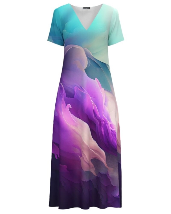 Rochie lunga de vara cu buzunare imprimata Multicolor CMD4383