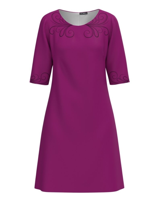 Rochie magenta casual imprimata cu model floral CMD3776
