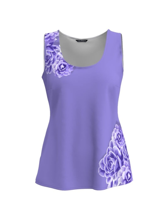 Top casual violet imprimat cu model Floral CMD3232