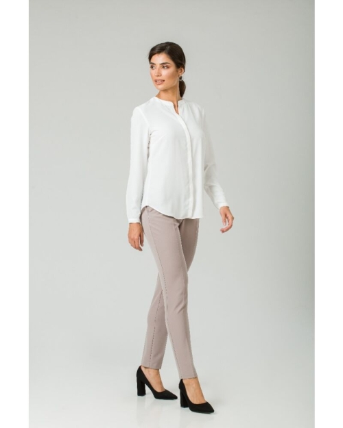 Bluza albă cu guler tunică CMD249 - Img 2