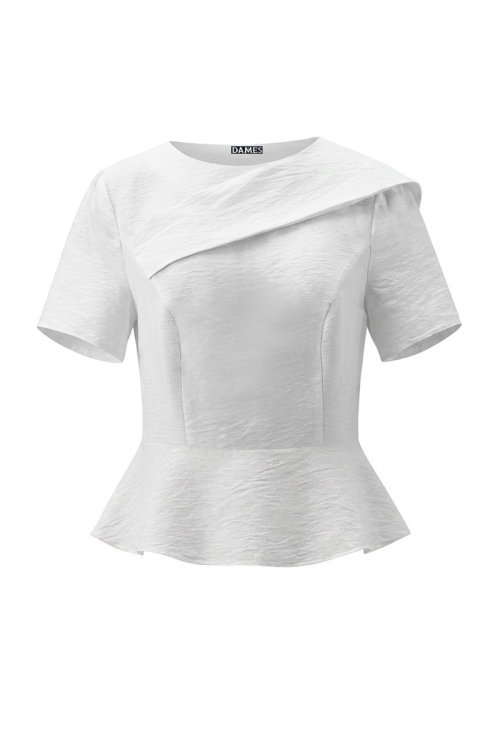 Bluza alba din vascoza cu detaliu pe umar