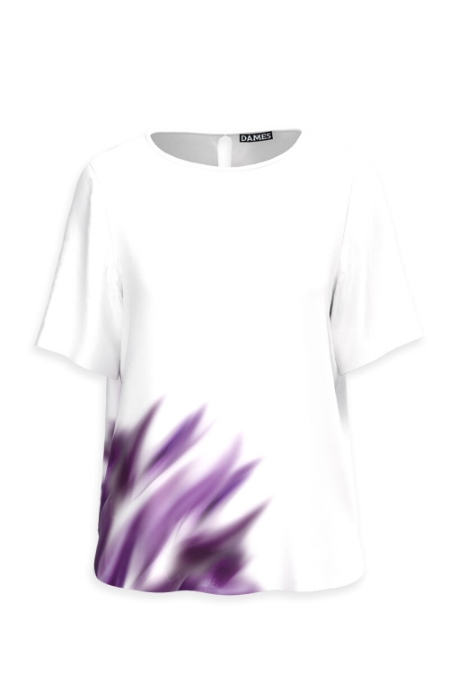 Bluza alba imprimata abstract mov CMD913 - Img 3
