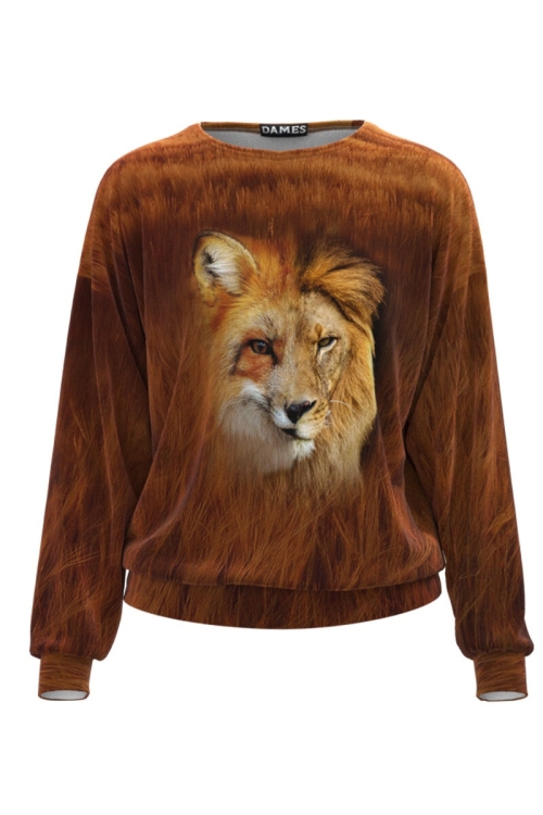 Bluza animal print tip hanorac din catifea CMD1385 - Img 3