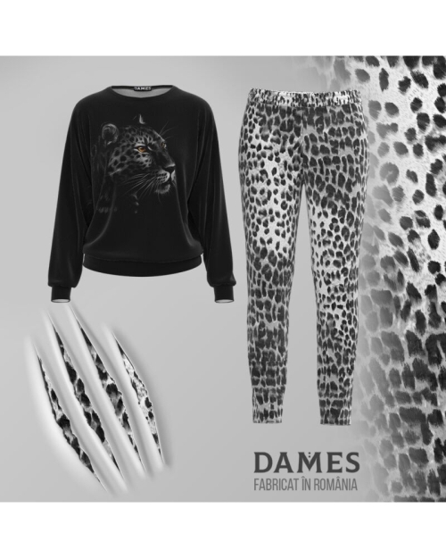 Bluza animal print tip hanorac din catifea CMD1392 - Img 2