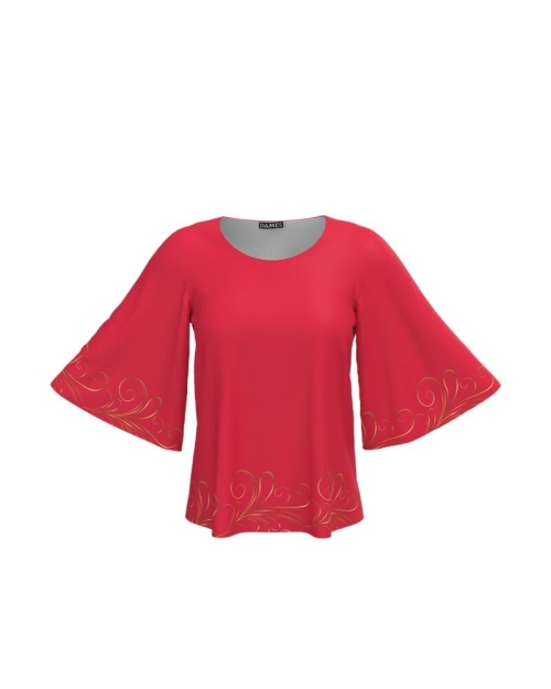 Bluza corai cu maneci tip fluture imprimata cu model floral CMD4098
