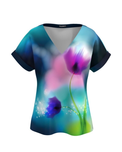 Bluza de vara cu maneca raglan imprimata Lalele CMD2698 - Img 1