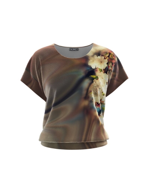 Bluza din catifea cu imprimeu digital si maneca scurta CMD655 - Img 7