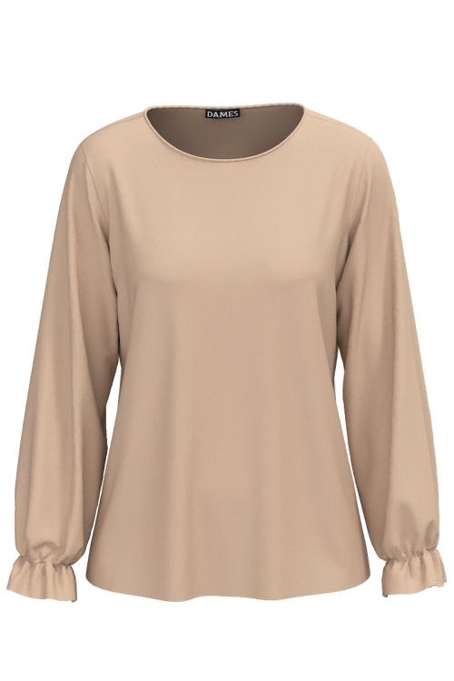 Bluza din vascoza crem cu maneca lunga