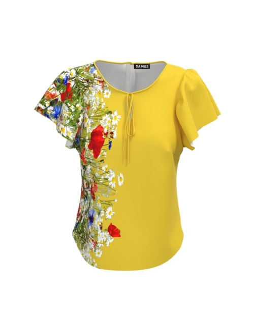 Bluza galbena cu imprimeu Flori de camp CMD576