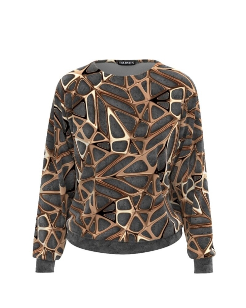 Bluza gri tip hanorac din catifea CMD504 - Img 1