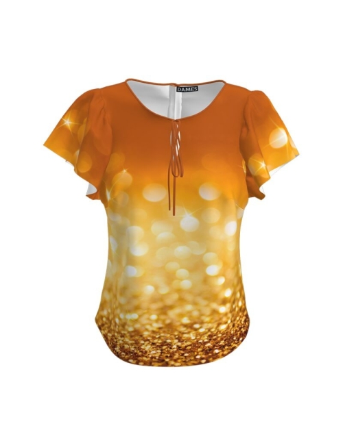 Bluza in nuante de galben imprimata Sclipiri CMD2579