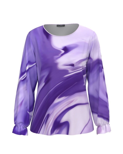 Bluza mov lila imprimata cu model abstract CMD1732