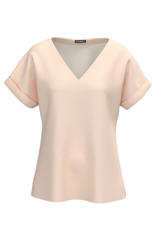 Bluza nude de vara cu maneca raglan si decolteu in V