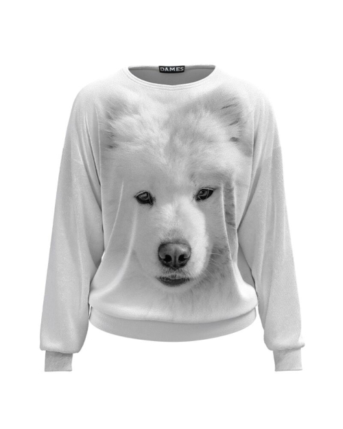 Bluza tip hanorac din catifea cu imprimeu Samoyed CMD3801