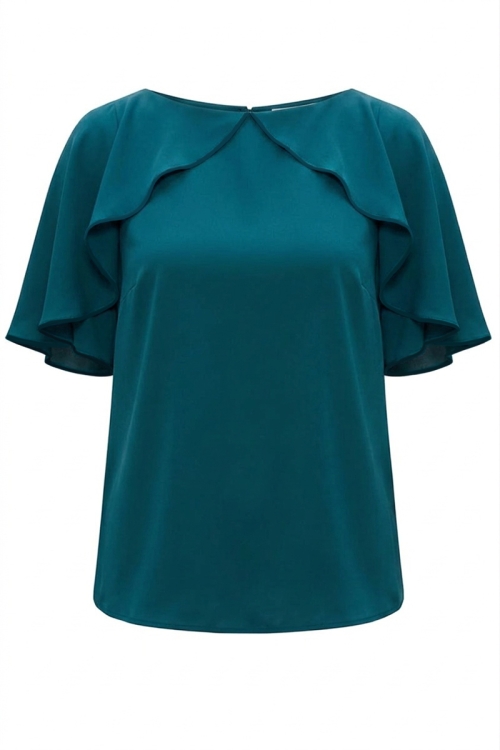 Bluza verde eleganta din vascoza cu maneci fluture