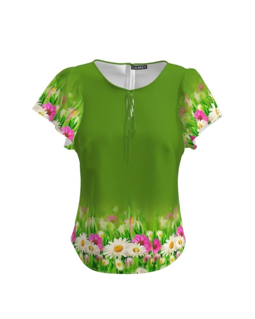 Bluza verde imprimata cu model floral CMD2662