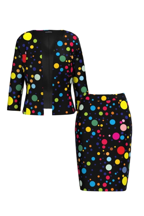 Costum dama imprimat buline colorate