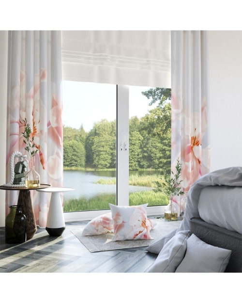Draperie din satin imprimata cu model floral Iris CMD1884 - Img 1