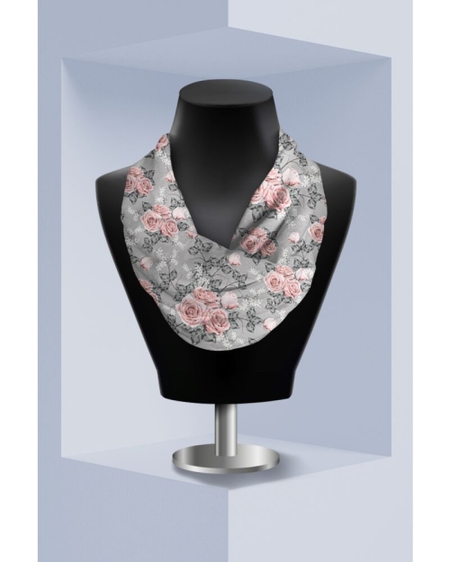 Esarfa circulara din catifea imprimata cu model floral CMD1649