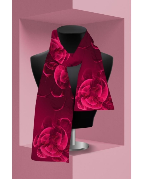 Esarfa subtire Viva Magenta cu model Floral CMD3907