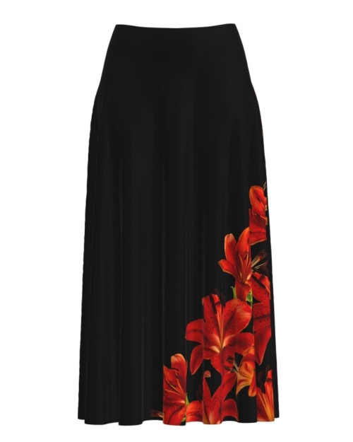 Fusta clos neagra imprimata cu model Crini CMD2730