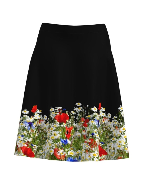 Fusta clos neagra imprimata flori de camp CMD3763