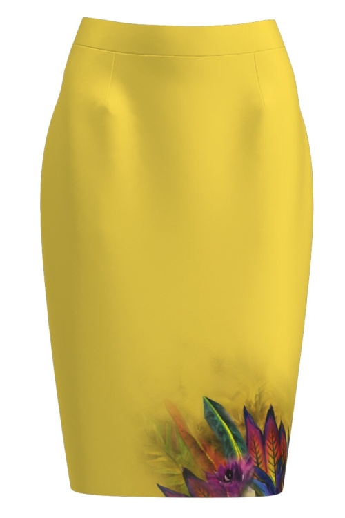 Fusta conica galbena imprimata cu model Multicolor CMD2548 - Img 2