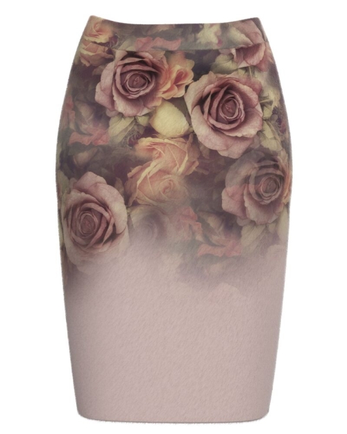 Fusta conica groasa imprimata cu model floral CMD3181