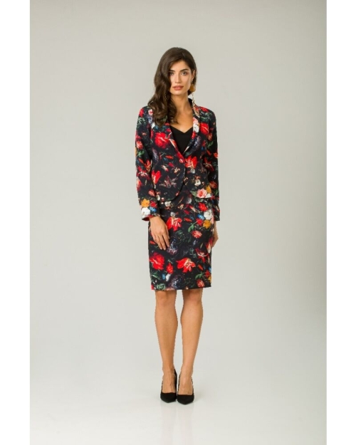 Fusta conica imprimata cu model floral multicolor A827A62 - Img 4