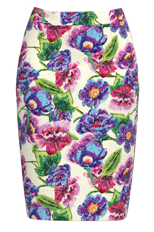 Fusta conica imprimata cu model floral