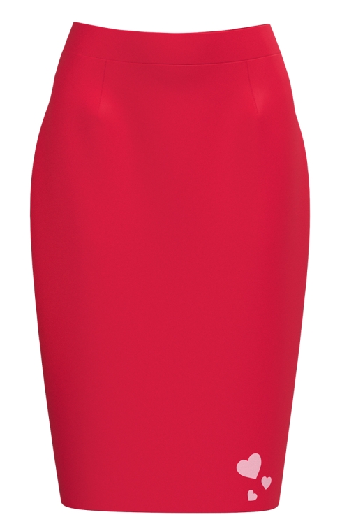 Fusta conica imprimata cu model inimi SS25