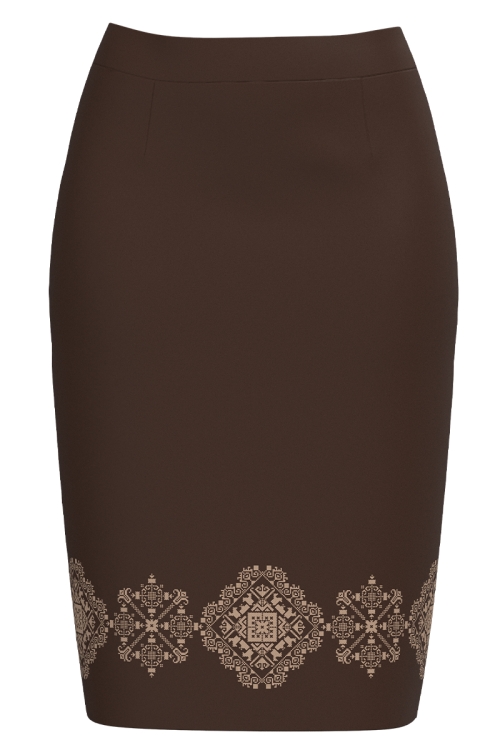 Fusta conica maro imprimata cu model Traditional SS25