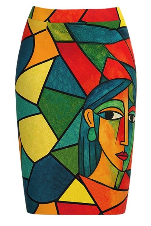 Fusta conica multicolora imprimata Picassela