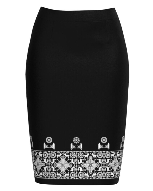 Fusta conica neagra imprimata cu model Traditional CMD3986